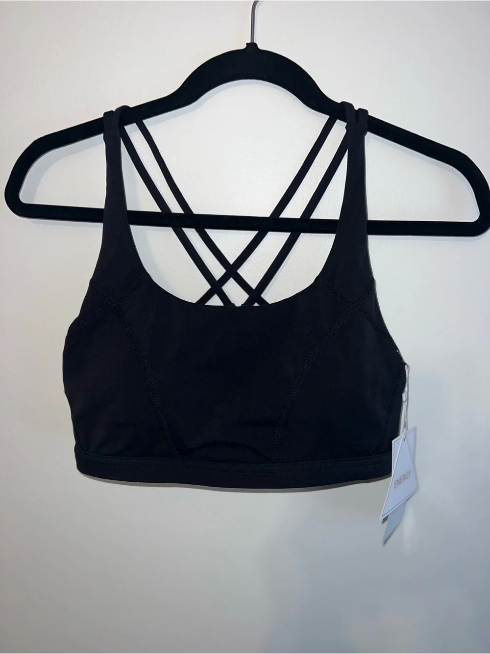 BuffBunny Black Strappy Crossover Sports Bra